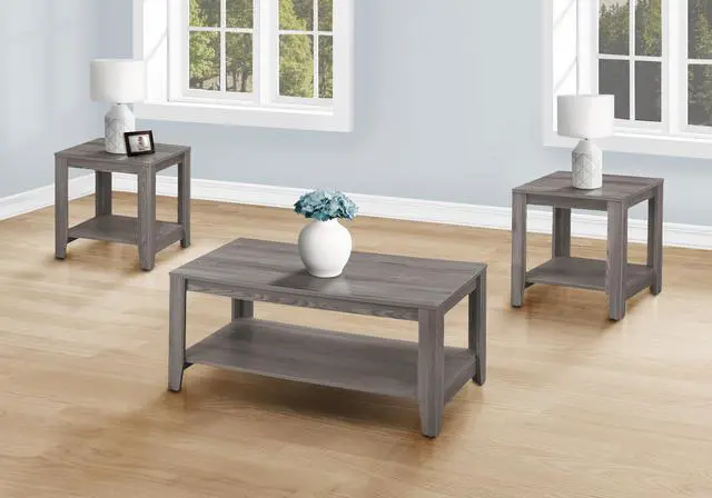 Main image of Table Set, 3pcs Set, Coffee, End, Side, Accent, Living Room, Grey Laminate, Transitional