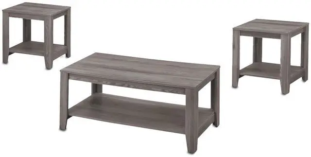 Alt view image 2 of 5 - Table Set, 3pcs Set, Coffee, End, Side, Accent, Living Room, Grey Laminate, Transitional