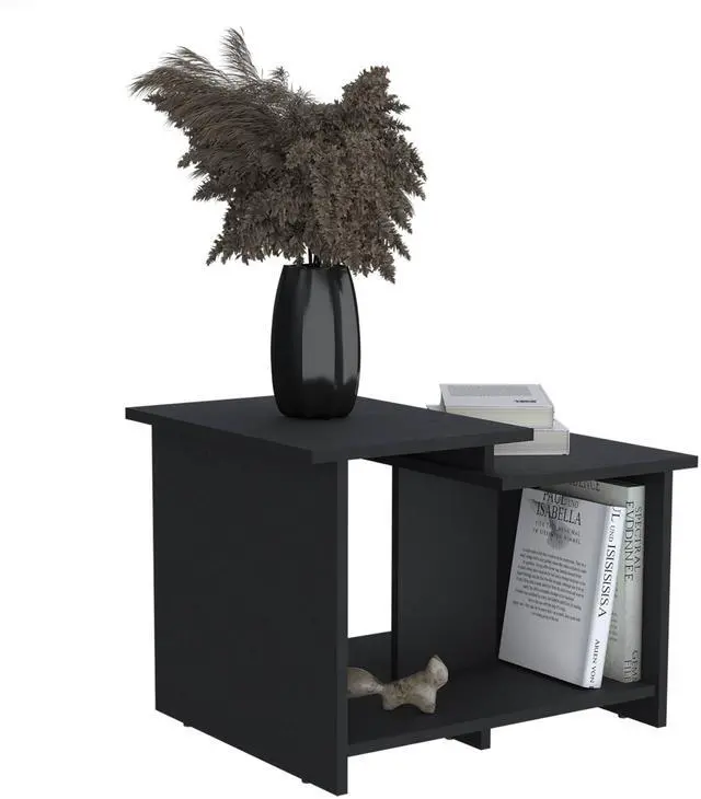Alt view image 6 of 7 - Weman 23.6" W  Coffee Table with Open Shelf Living Room, Home Office Storage Black