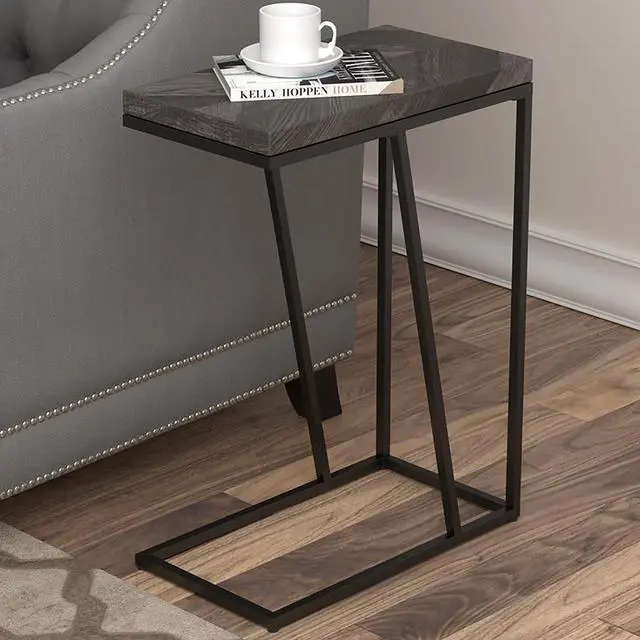 Main image of Rustic Grey Herringbone and Sandy Black Accent Table