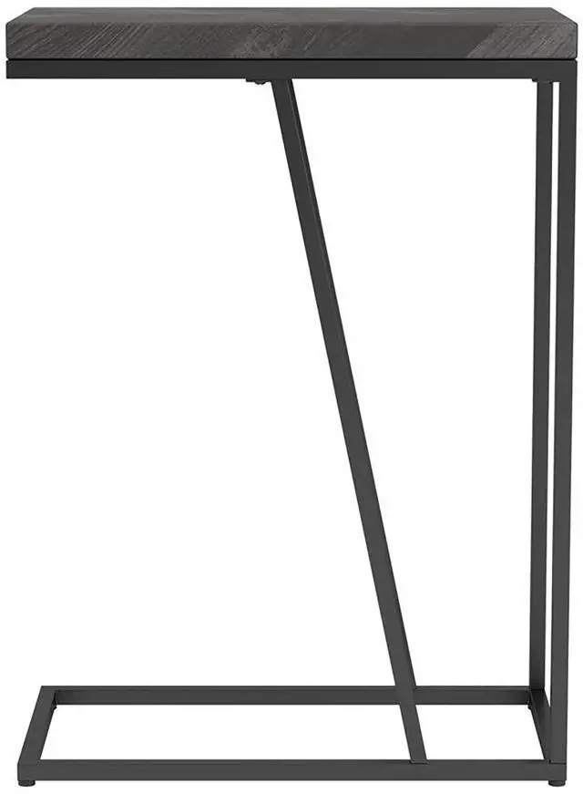 Alt view image 5 of 7 - Rustic Grey Herringbone and Sandy Black Accent Table