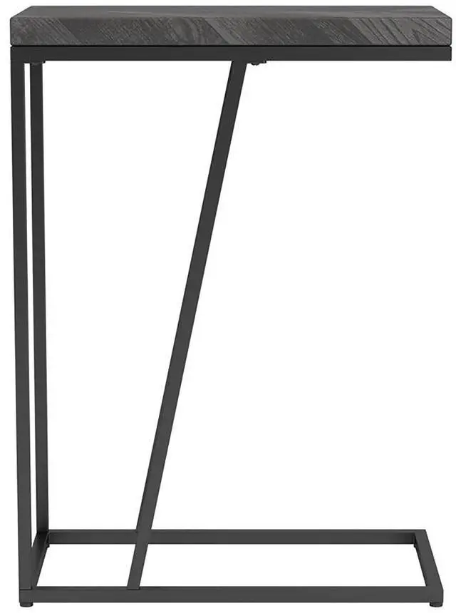 Alt view image 4 of 7 - Rustic Grey Herringbone and Sandy Black Accent Table