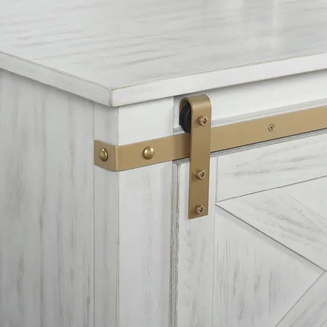 Alt view image 4 of 7 - Antique White Gold Accents Rustic Style 1pc Coffee Table Storage Drawer Shelve Living Room Tables