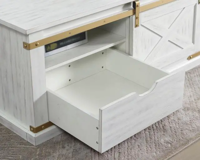 Alt view image 5 of 7 - Antique White Gold Accents Rustic Style 1pc Coffee Table Storage Drawer Shelve Living Room Tables