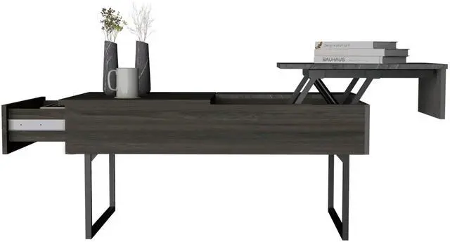 Alt view image 6 of 7 - Beyond Lift Top Coffee, Two Legs, One Drawer -Espresso / Onyx