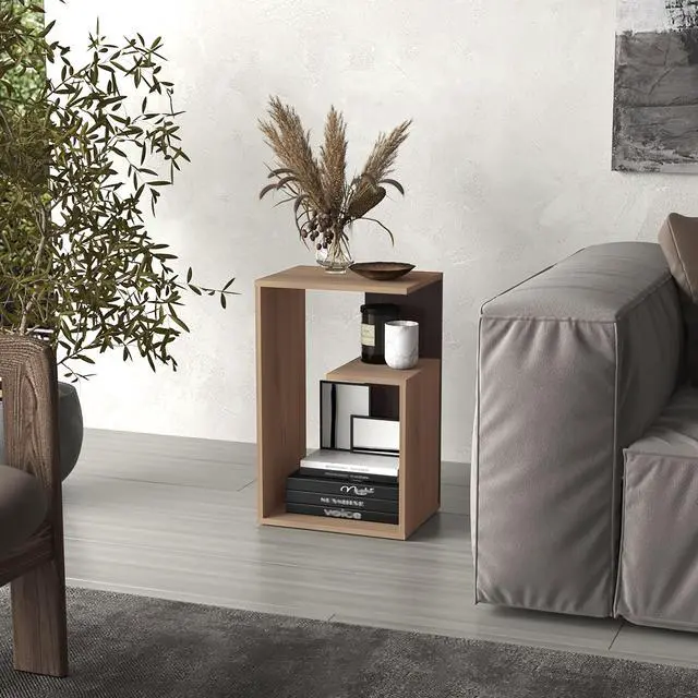 Main image of Everet 25" High 3-Tier Shelf Side Table Wengue - Black
