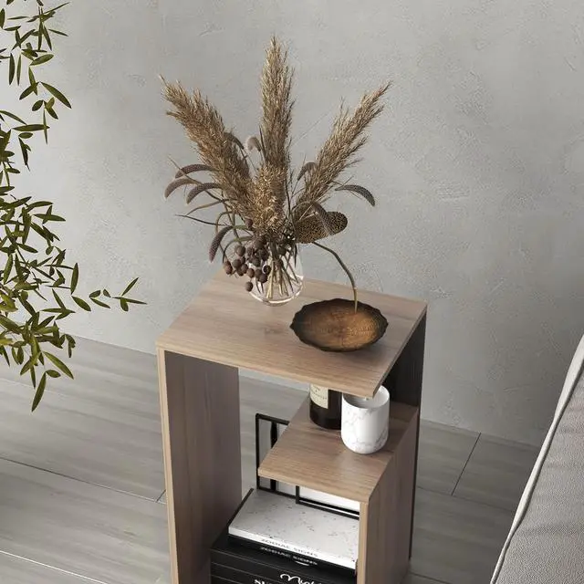 Alt view image 5 of 7 - Everet 25" High 3-Tier Shelf Side Table Wengue - Black