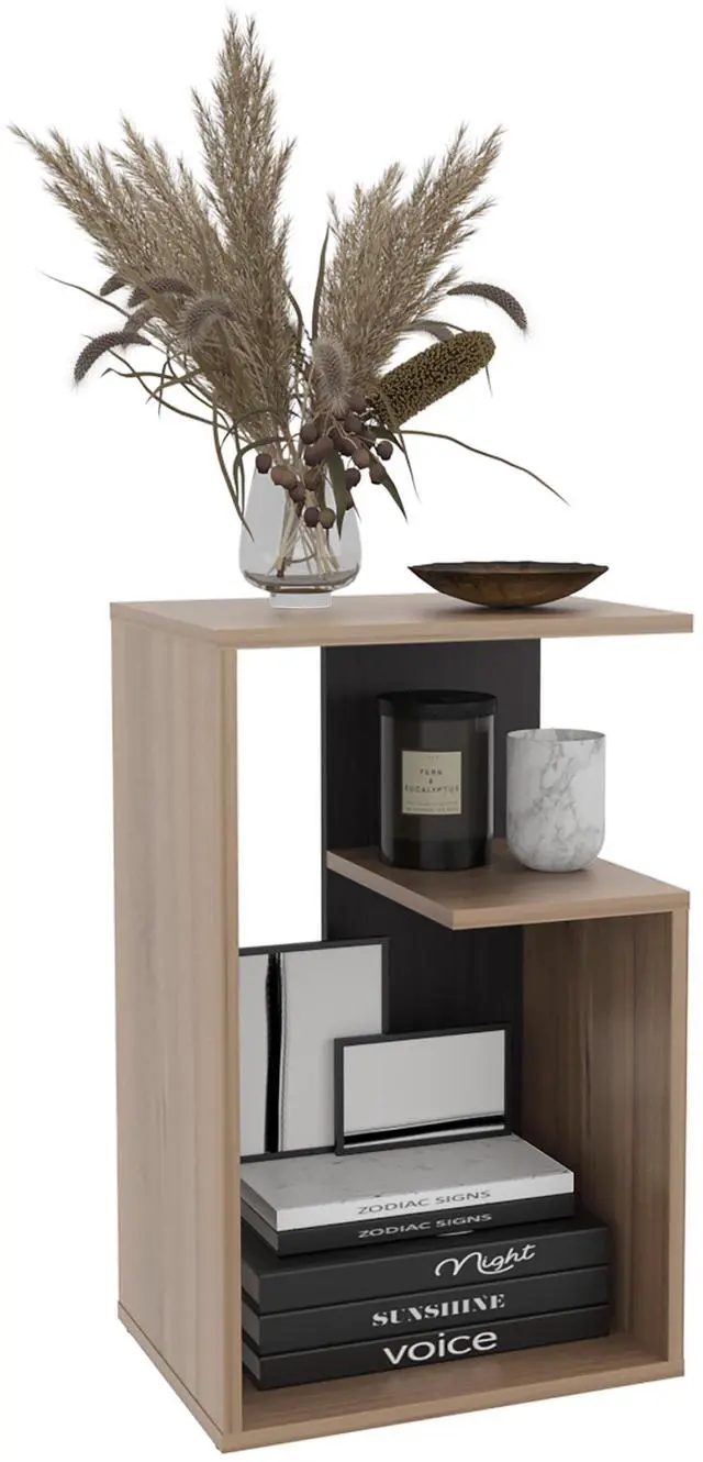 Alt view image 7 of 7 - Everet 25" High 3-Tier Shelf Side Table Wengue - Black
