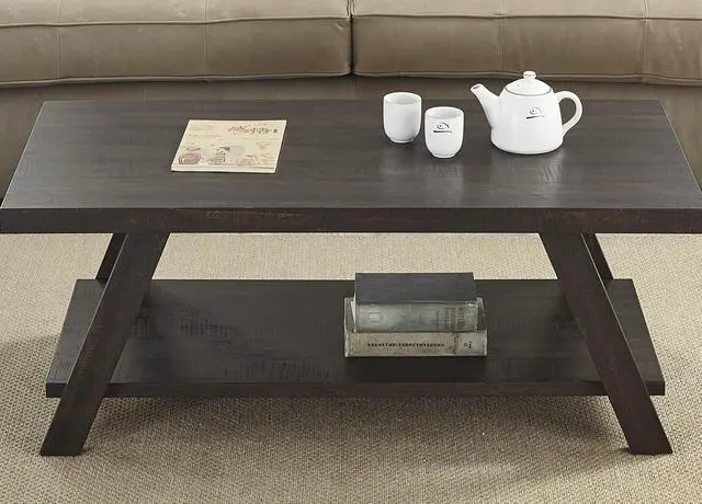 Alt view image 4 of 4 - Athens Contemporary Wood Shelf Coffee Table in Weathered Espresso