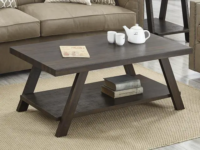 Main image of Athens Contemporary Wood Shelf Coffee Table in Weathered Espresso