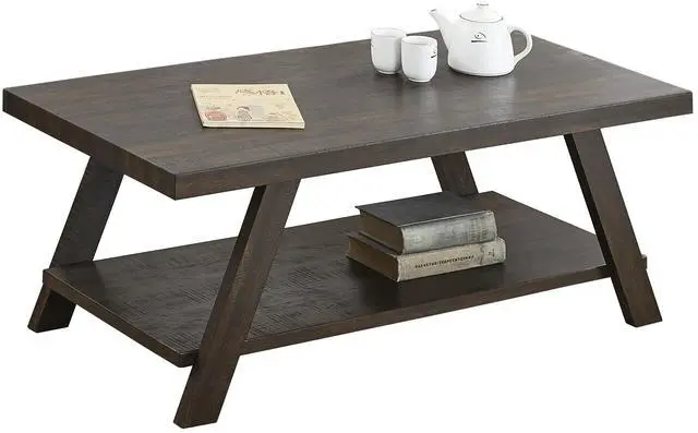 Alt view image 3 of 4 - Athens Contemporary Wood Shelf Coffee Table in Weathered Espresso
