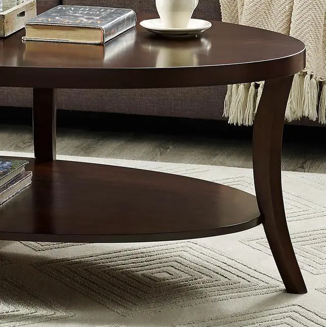 Alt view image 3 of 6 - Perth Espresso Oval Coffee Table with Shelf