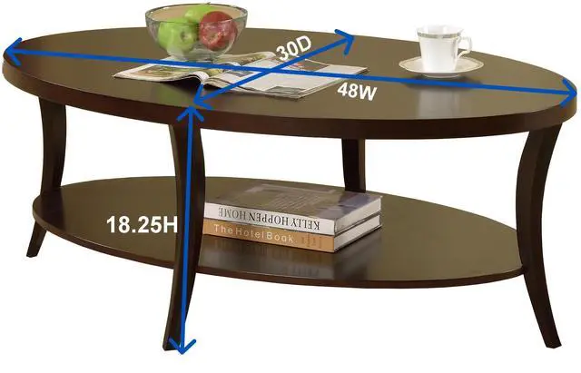 Alt view image 6 of 6 - Perth Espresso Oval Coffee Table with Shelf