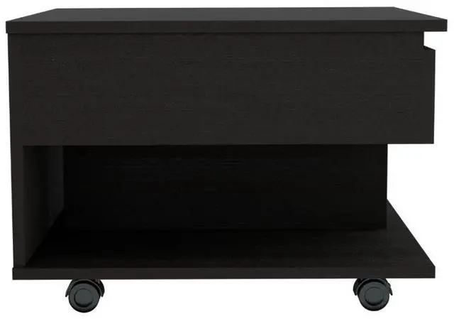 Alt view image 3 of 6 - Lift Top Coffee Table, Casters, One Shelf, Black