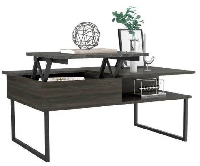 Alt view image 3 of 7 - Lift Top Coffee Table Juvve, One Shelf, Carbon Espresso / Onyx Finish