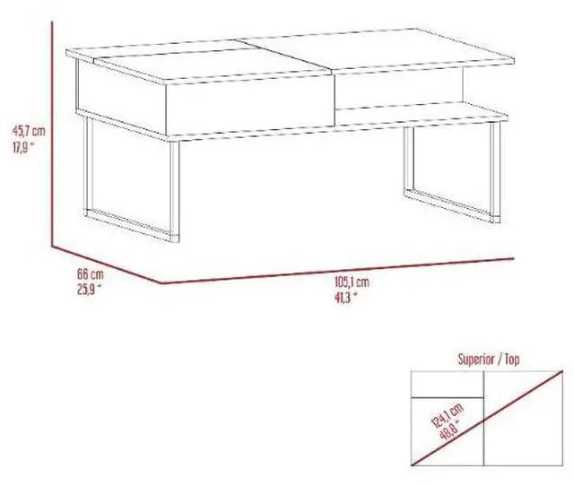 Alt view image 4 of 7 - Lift Top Coffee Table Juvve, One Shelf, Carbon Espresso / Onyx Finish