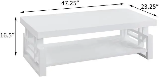 Alt view image 4 of 5 - High Glossy White Rectangular Coffee Table