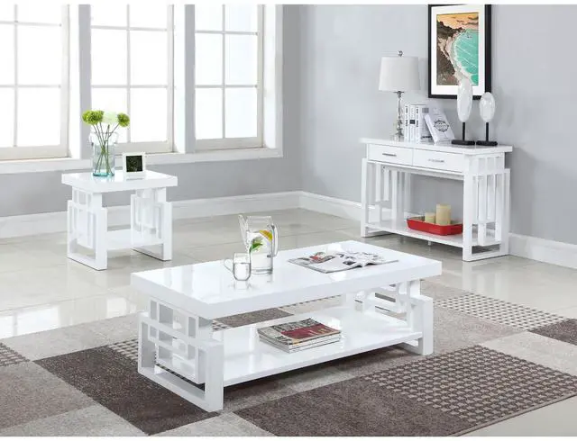Alt view image 5 of 5 - High Glossy White Rectangular Coffee Table