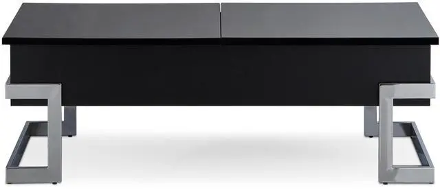 Alt view image 2 of 7 - Black High Gloss and Chrome Coffee Table with Lift Top