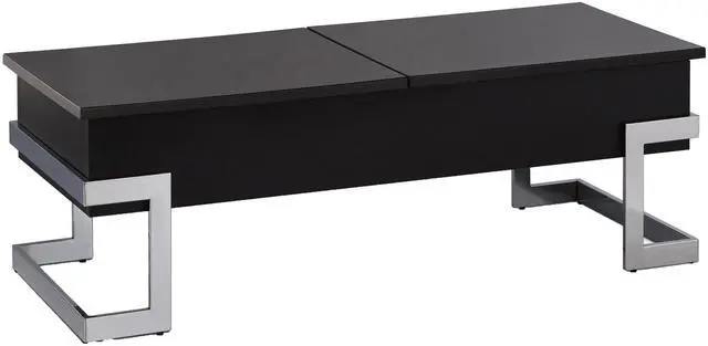 Alt view image 3 of 7 - Black High Gloss and Chrome Coffee Table with Lift Top