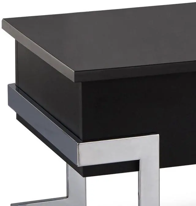 Alt view image 7 of 7 - Black High Gloss and Chrome Coffee Table with Lift Top