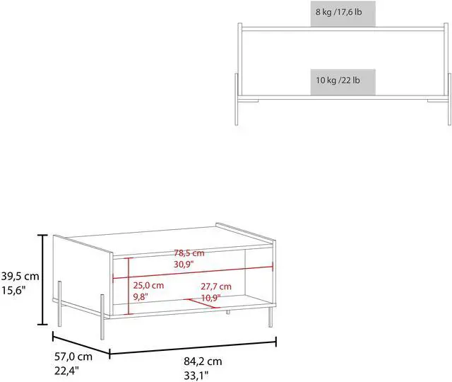 Alt view image 3 of 7 - Shan 15" High Minimalistic Coffe Table with Pull Down Cabinet and Open Shelf White
