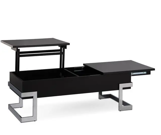 Alt view image 4 of 7 - Black High Gloss and Chrome Coffee Table with Lift Top