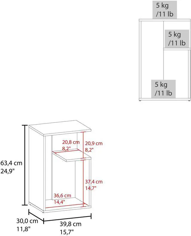 Alt view image 3 of 7 - Everet 25" High 3-Tier Open Shelf Side Table, Onix - White