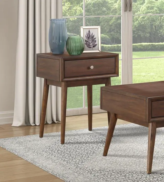 Alt view image 4 of 6 - Modern Style 1pc End Table Drawer Brown Finish Living Room Furniture Stylish Table