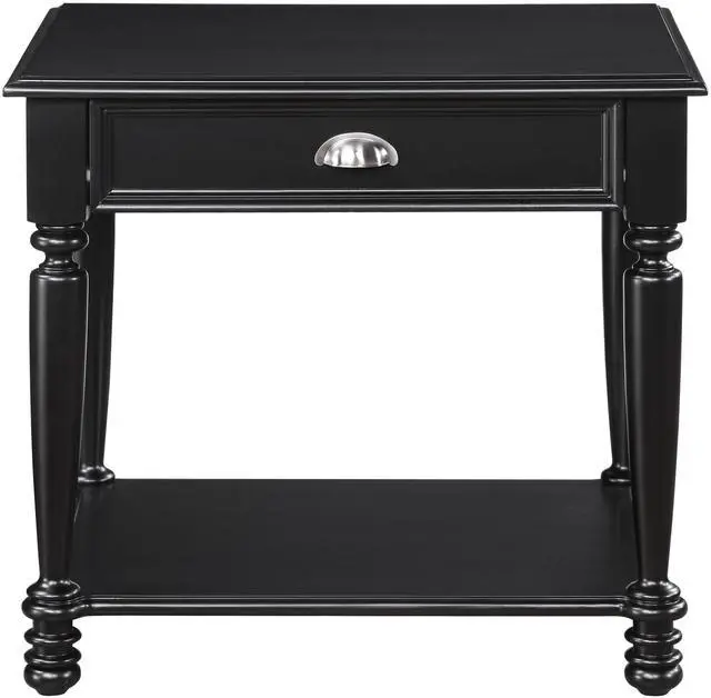Alt view image 2 of 6 - Classic Design Black Finish End Table with Drawer and Bottom Shelf Wooden Traditional Living Room Furniture 1pc Side Table