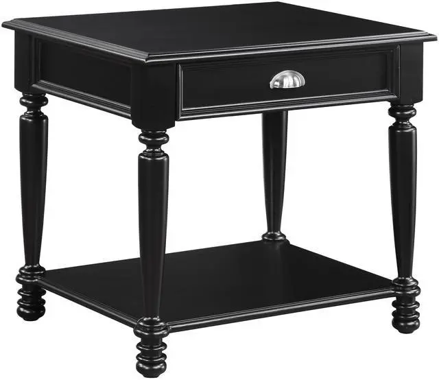 Alt view image 3 of 6 - Classic Design Black Finish End Table with Drawer and Bottom Shelf Wooden Traditional Living Room Furniture 1pc Side Table