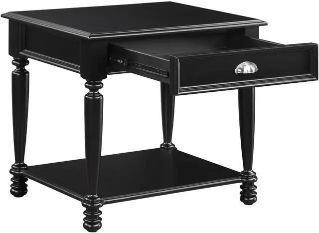 Alt view image 4 of 6 - Classic Design Black Finish End Table with Drawer and Bottom Shelf Wooden Traditional Living Room Furniture 1pc Side Table