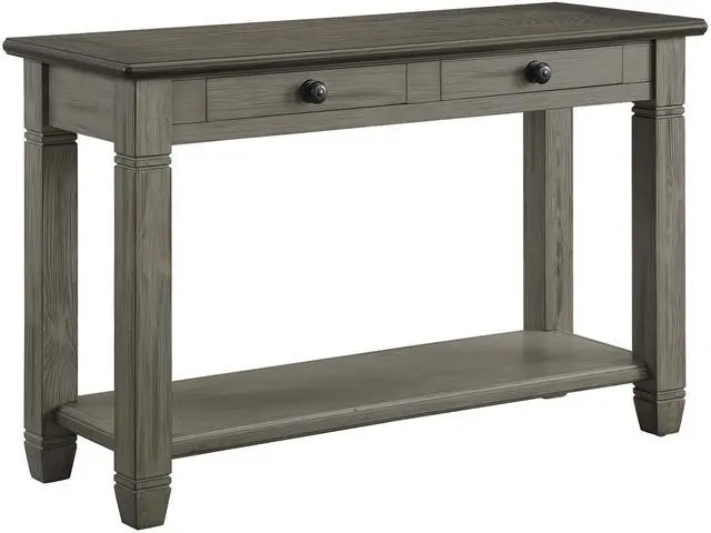 Alt view image 2 of 6 - Coffee and Antique Gray Finish 1pc Sofa Table with 2 Drawers Bottom Shelf Wooden Living Room Furniture