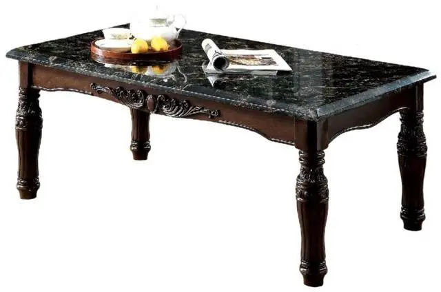 Alt view image 6 of 7 - Traditional Espresso Solid wood 3pc Tables Set 1x Coffee Table and 2x End Tables Faux Marble Top Living Room Furniture
