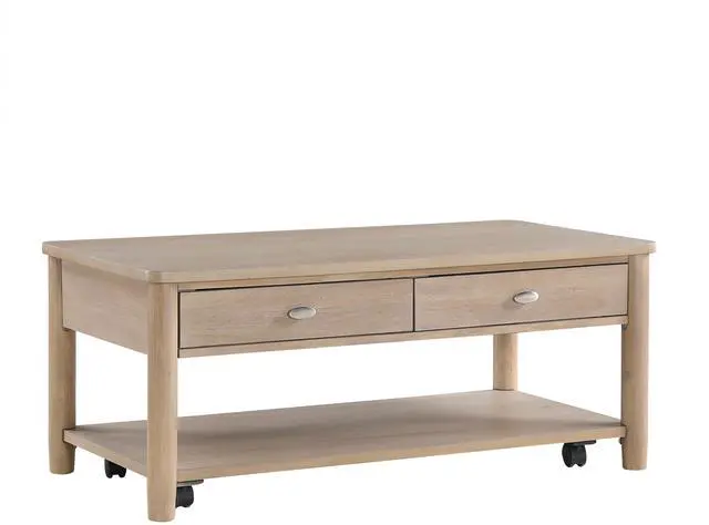 Alt view image 2 of 7 - Classic Natural Finish 1pc Cocktail Table with Two Drawer and Open Shelf Wooden Living Room Furniture Centre Table