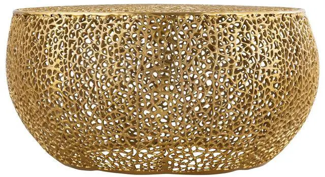 Alt view image 3 of 6 - T3502-32 Round Aluminum Coffee Table in Gold same asG150108429  (NJ inventory)