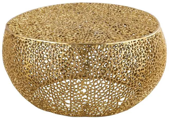 Alt view image 4 of 6 - T3502-32 Round Aluminum Coffee Table in Gold same asG150108429  (NJ inventory)