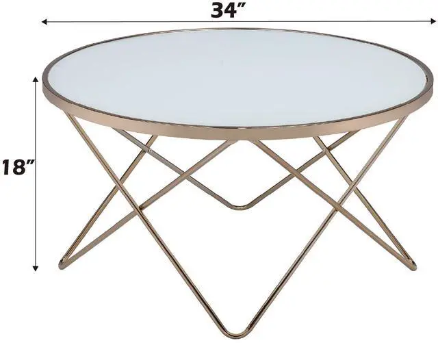 Alt view image 2 of 7 - Valora Frosted Glass Top & Champagne Finish Coffee Table