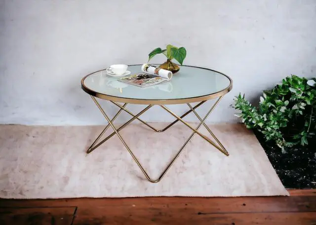 Alt view image 3 of 7 - Valora Frosted Glass Top & Champagne Finish Coffee Table