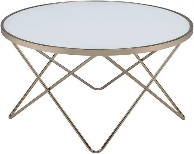 Alt view image 7 of 7 - Valora Frosted Glass Top & Champagne Finish Coffee Table