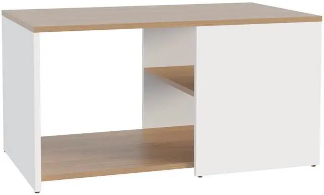 Alt view image 2 of 7 - Adele 31" Wide Coffee Table with Three Shelves White - Natural Oak