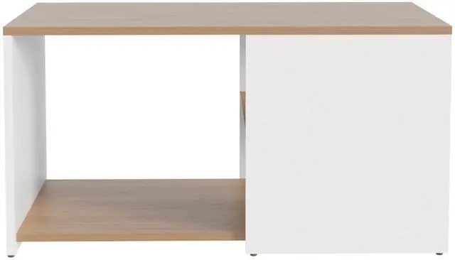 Alt view image 5 of 7 - Adele 31" Wide Coffee Table with Three Shelves White - Natural Oak