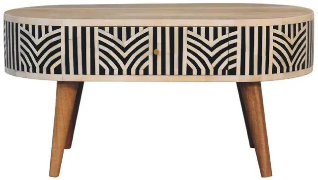 Alt view image 2 of 7 - Edessa Bone Inlay Coffee Table, 2 Drawers,Nordic Legs