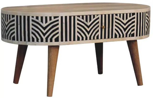 Alt view image 3 of 7 - Edessa Bone Inlay Coffee Table, 2 Drawers,Nordic Legs