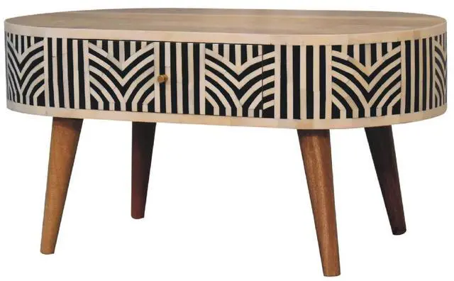 Alt view image 4 of 7 - Edessa Bone Inlay Coffee Table, 2 Drawers,Nordic Legs