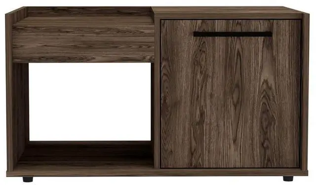 Alt view image 5 of 6 - Coffee Table, One Open Shelf, Single Door Cabinet, Dark Walnut