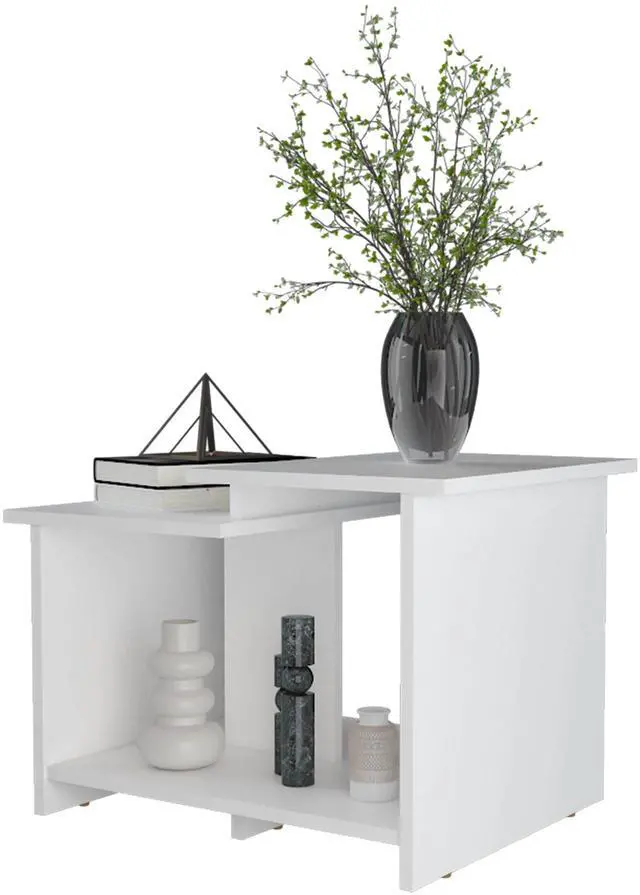 Alt view image 4 of 6 - White Coffee Table with Open Storage