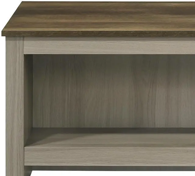 Alt view image 5 of 5 - Nyla 43"W Gray Oak Coffee Table with Open Shelves Front and Back