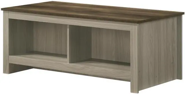 Alt view image 2 of 5 - Nyla 43"W Gray Oak Coffee Table with Open Shelves Front and Back