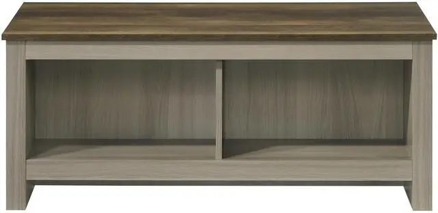 Alt view image 3 of 5 - Nyla 43"W Gray Oak Coffee Table with Open Shelves Front and Back